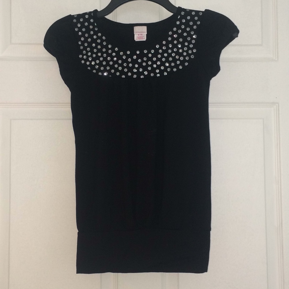 Black sparkly neckline top
